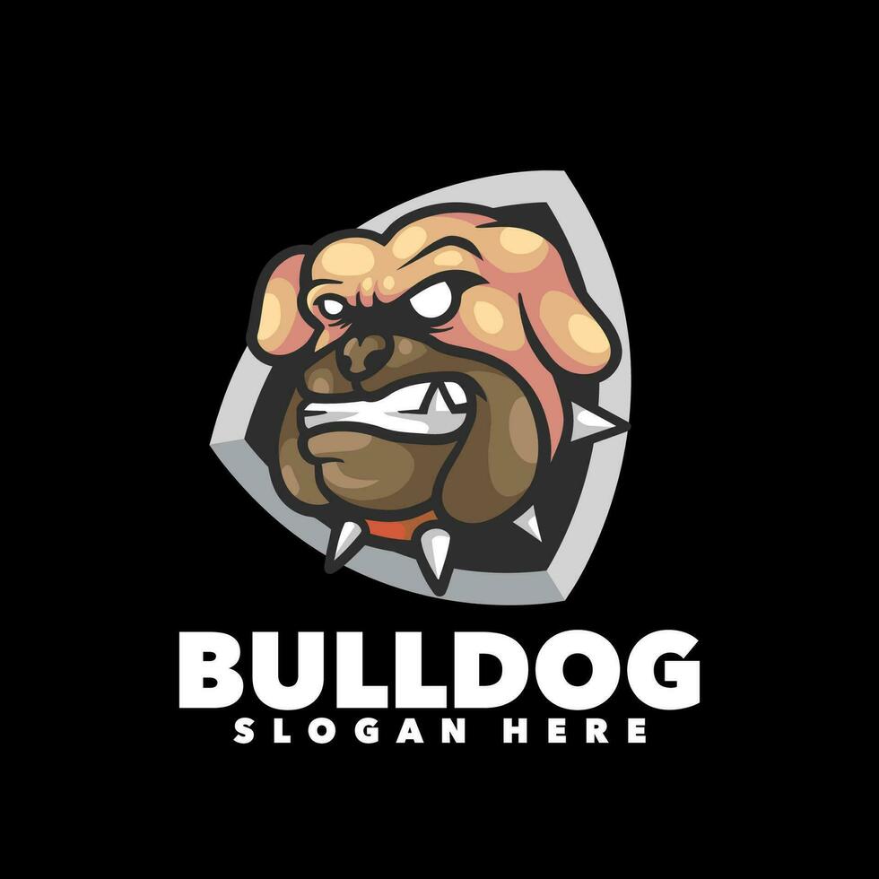 Bulldog shield mascot logo for gaming and sport vector