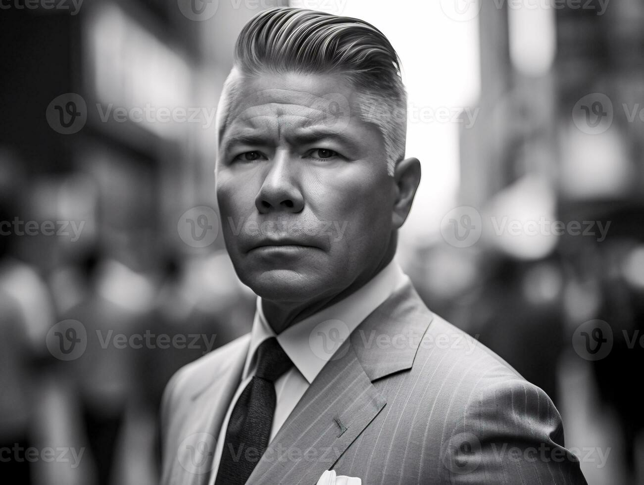 Sleek and Determined - A Realistic Businessman's Portrait - AI generated photo
