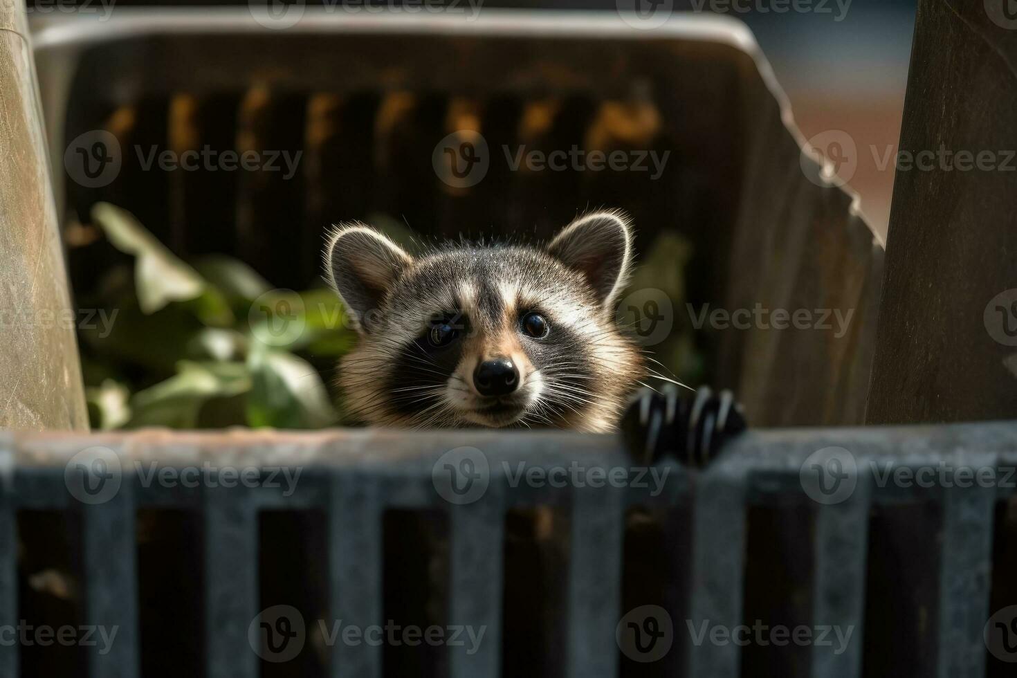 Nature in the City - A Close-Up of a Curious Raccoon - AI generated photo