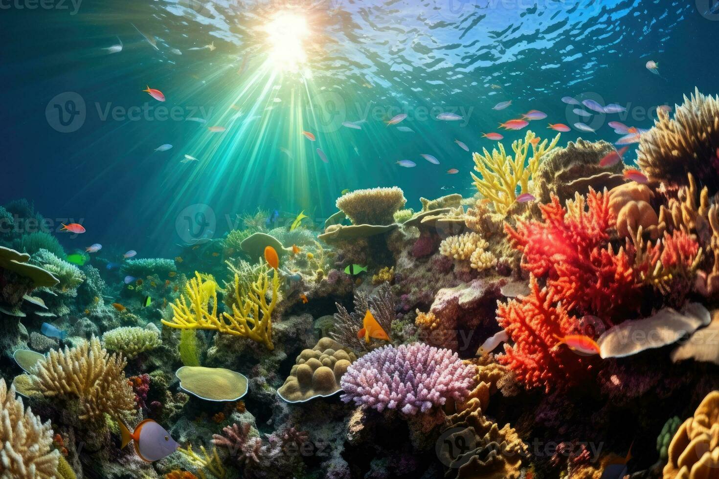 Coral Dreams - A Serene Underwater World of Colorful Fish and Plants - AI generated photo