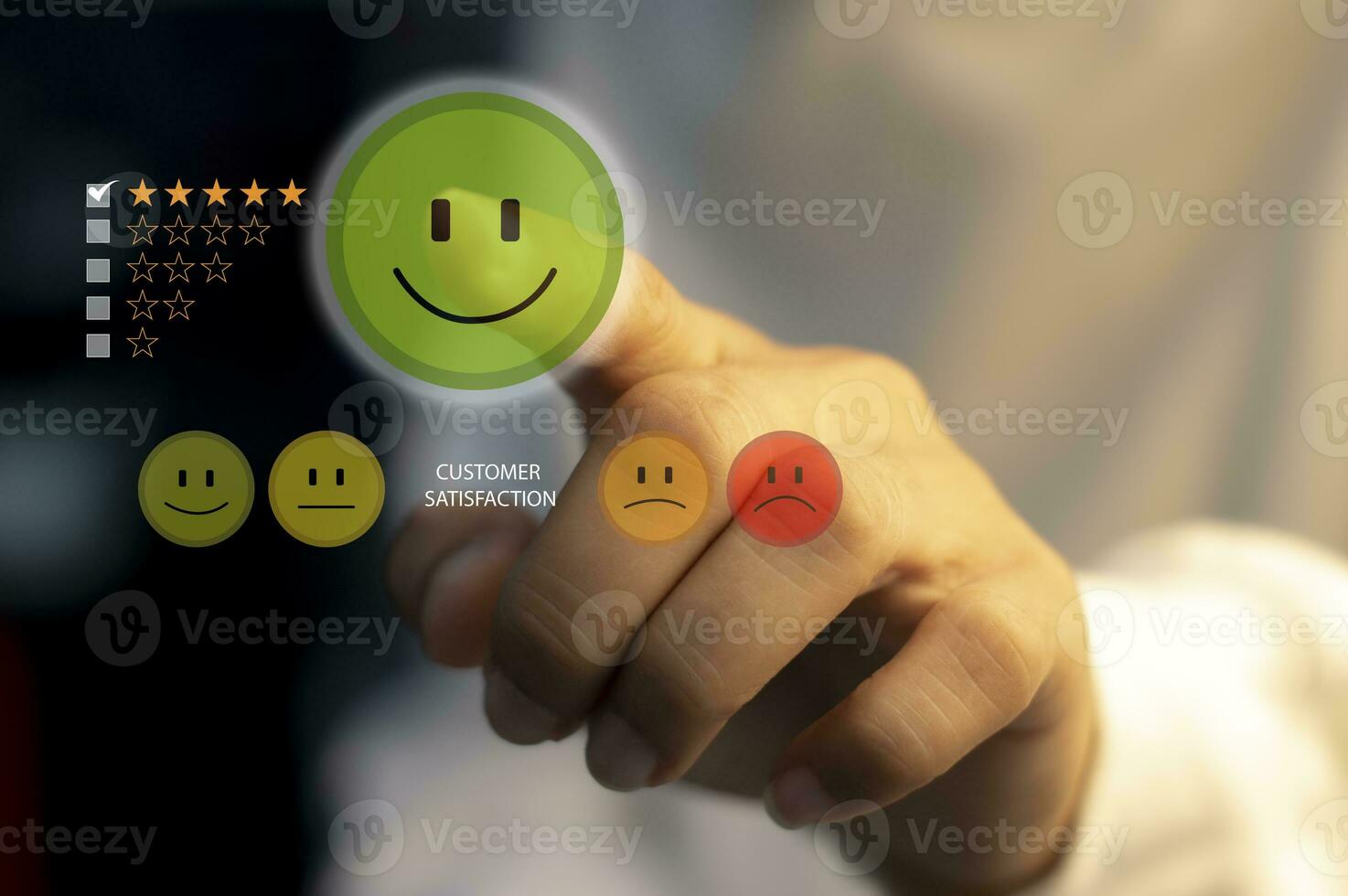 Users rate their service experience on the online application for a customer satisfaction survey concept. photo