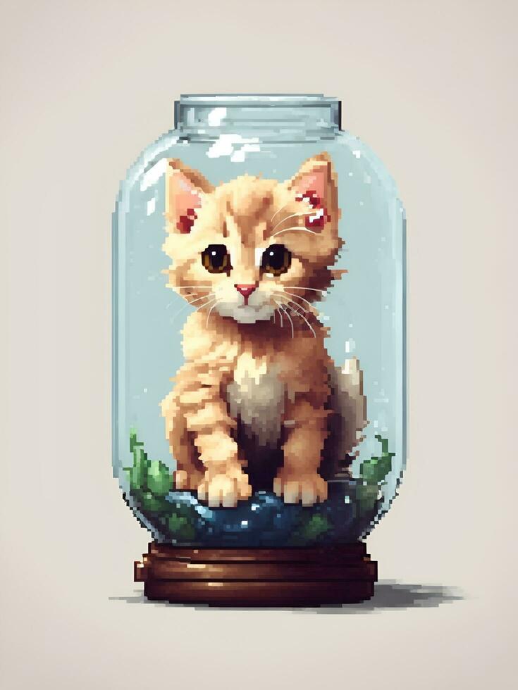 kitten in a bottle, AI generated. photo