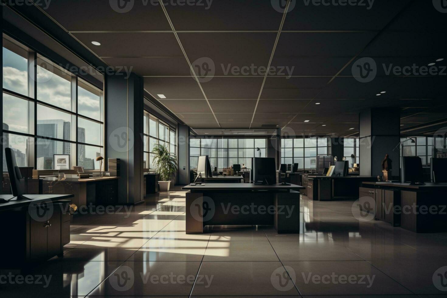 Modern office with no people luxury chair ai generative photo