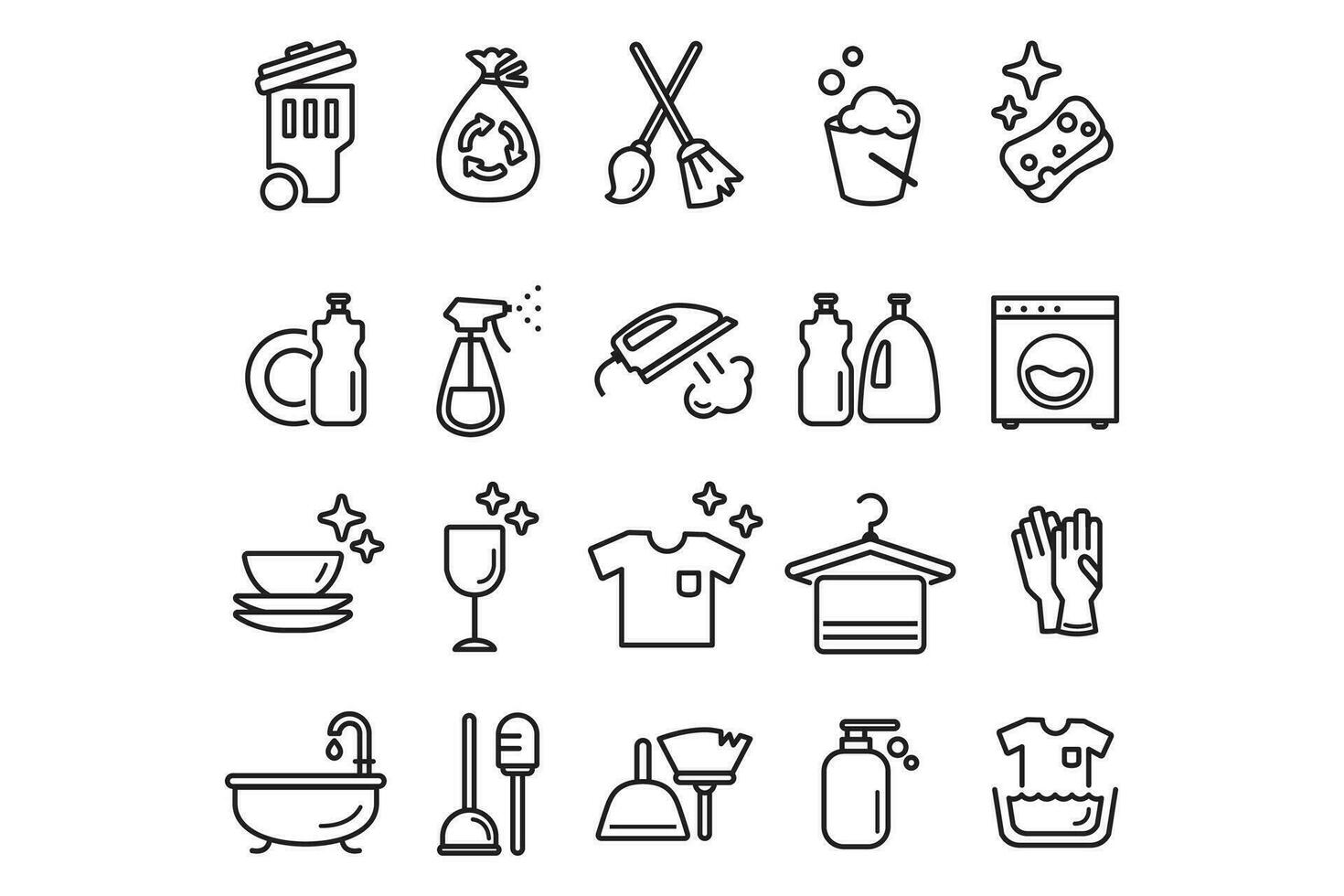 Set line icons of cleaning vector