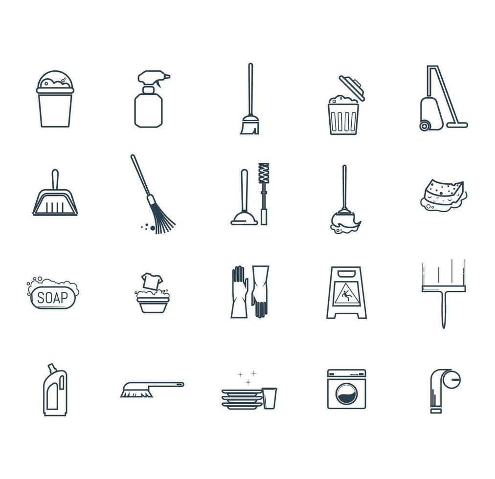 Set of cleaning icons vector