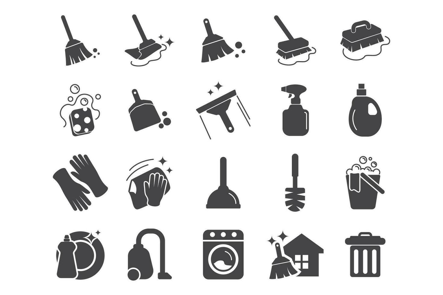 set of cleaning tools icons vector