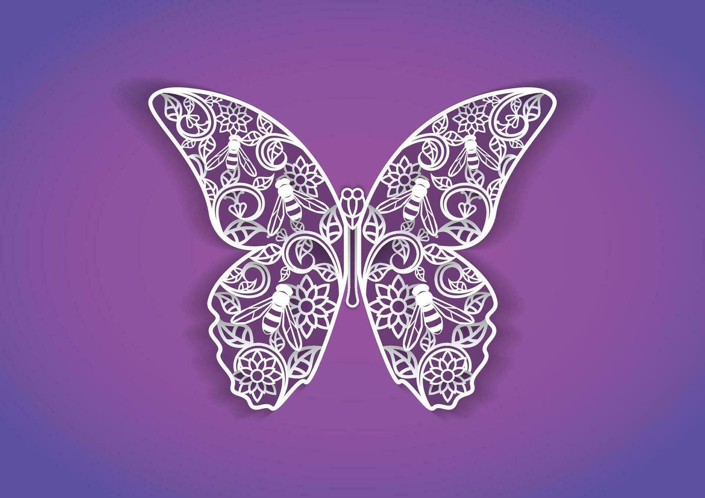 Decorative butterfly for laser cutting vector