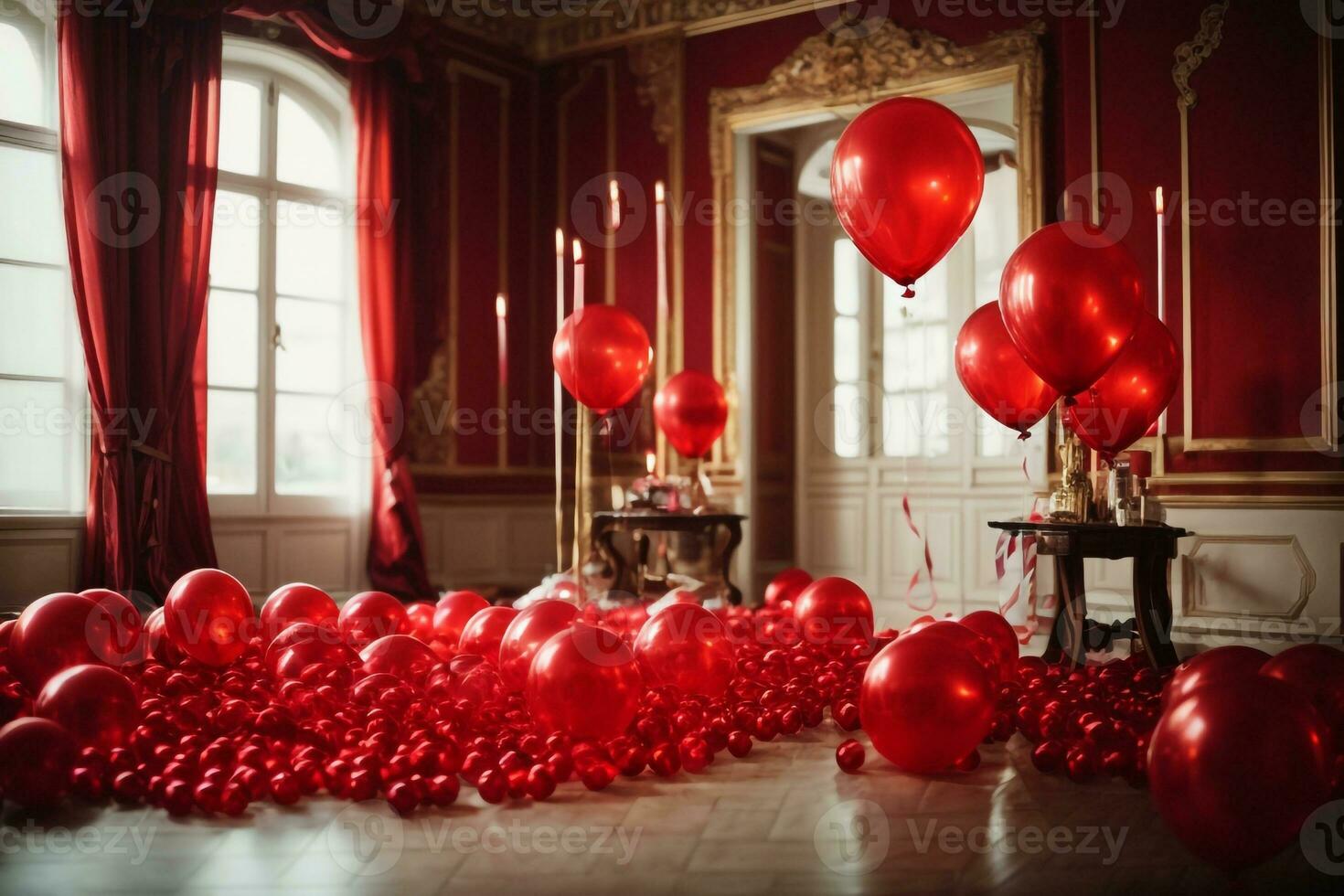 Room with baloons and candles ai generated photo