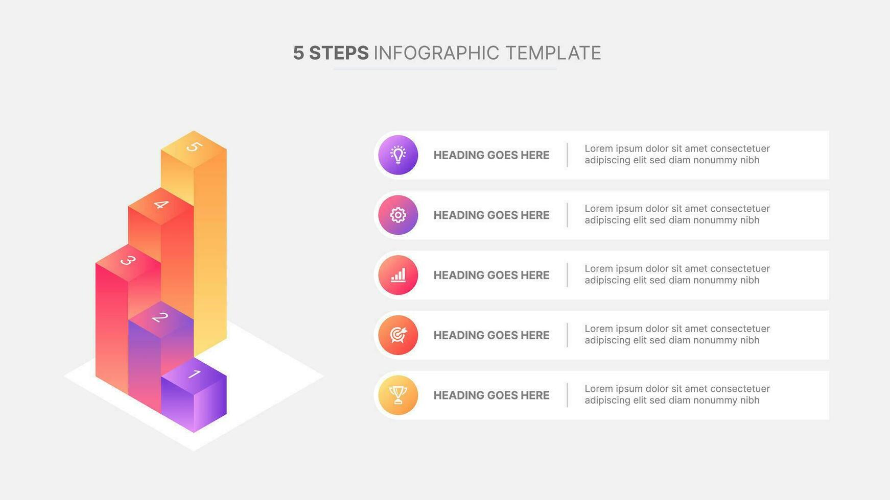 Business Growth Success Infographic Chart Template with 5 Steps vector