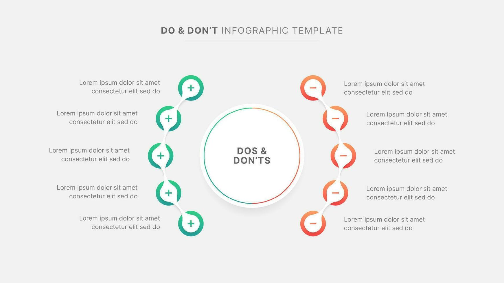 Circle Round Dos and Don'ts, Pros and Cons, VS, Versus Comparison Infographic Design Template vector