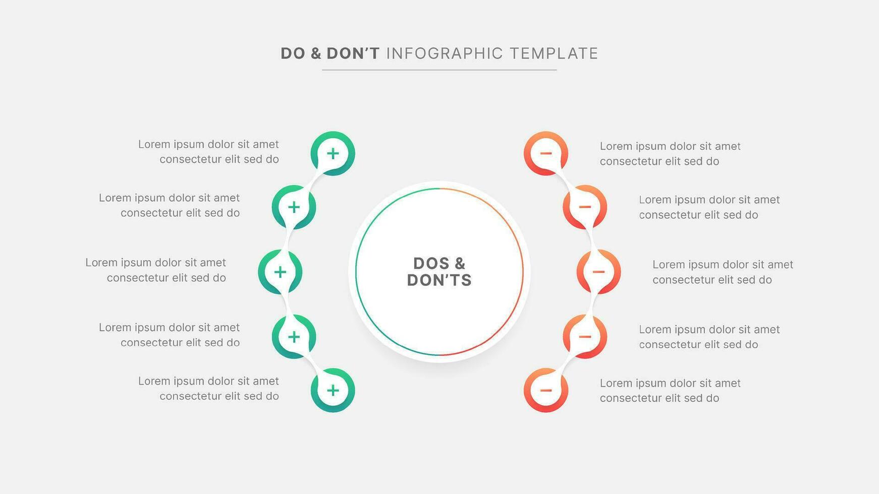 circulo redondo dos y no, pros y contras, vs, versus comparación infografía diseño modelo vector