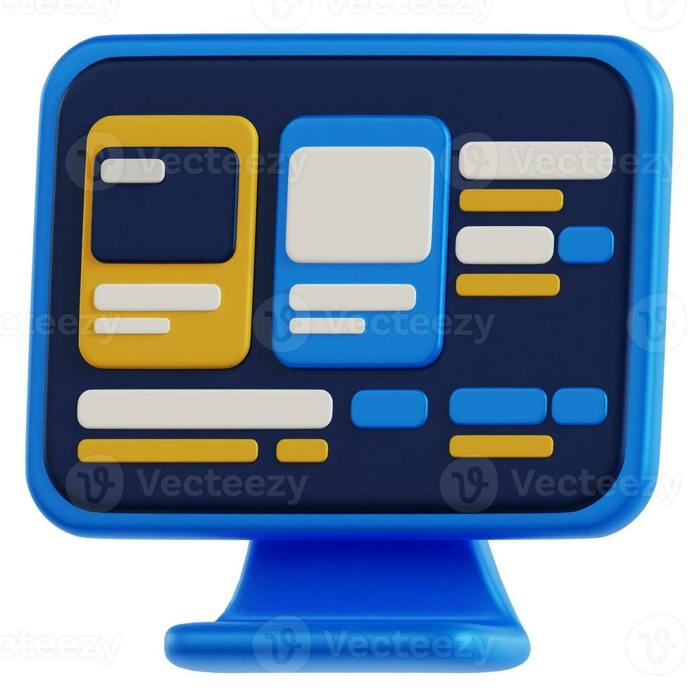 3D Screen monitor icon design. Screen device monitor 3D illustration photo