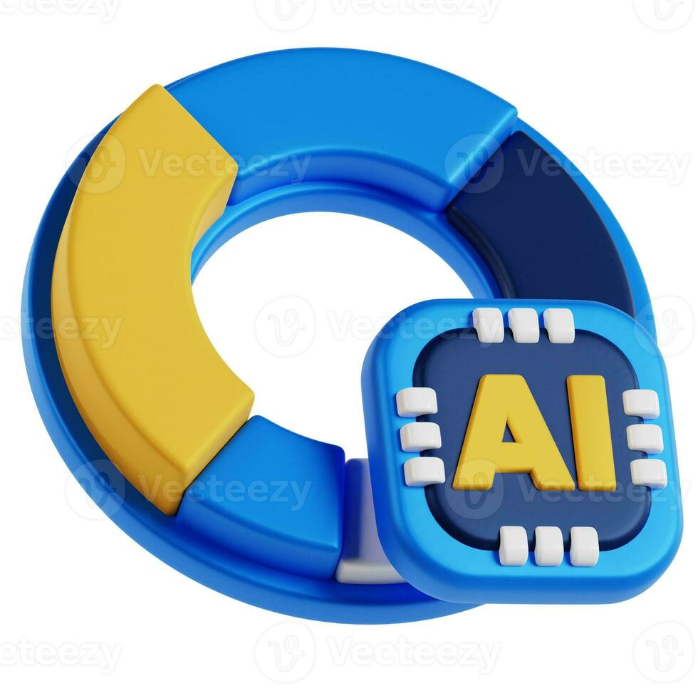 Pie chart 3D icon design. Data artificial intelligence concept illustration photo