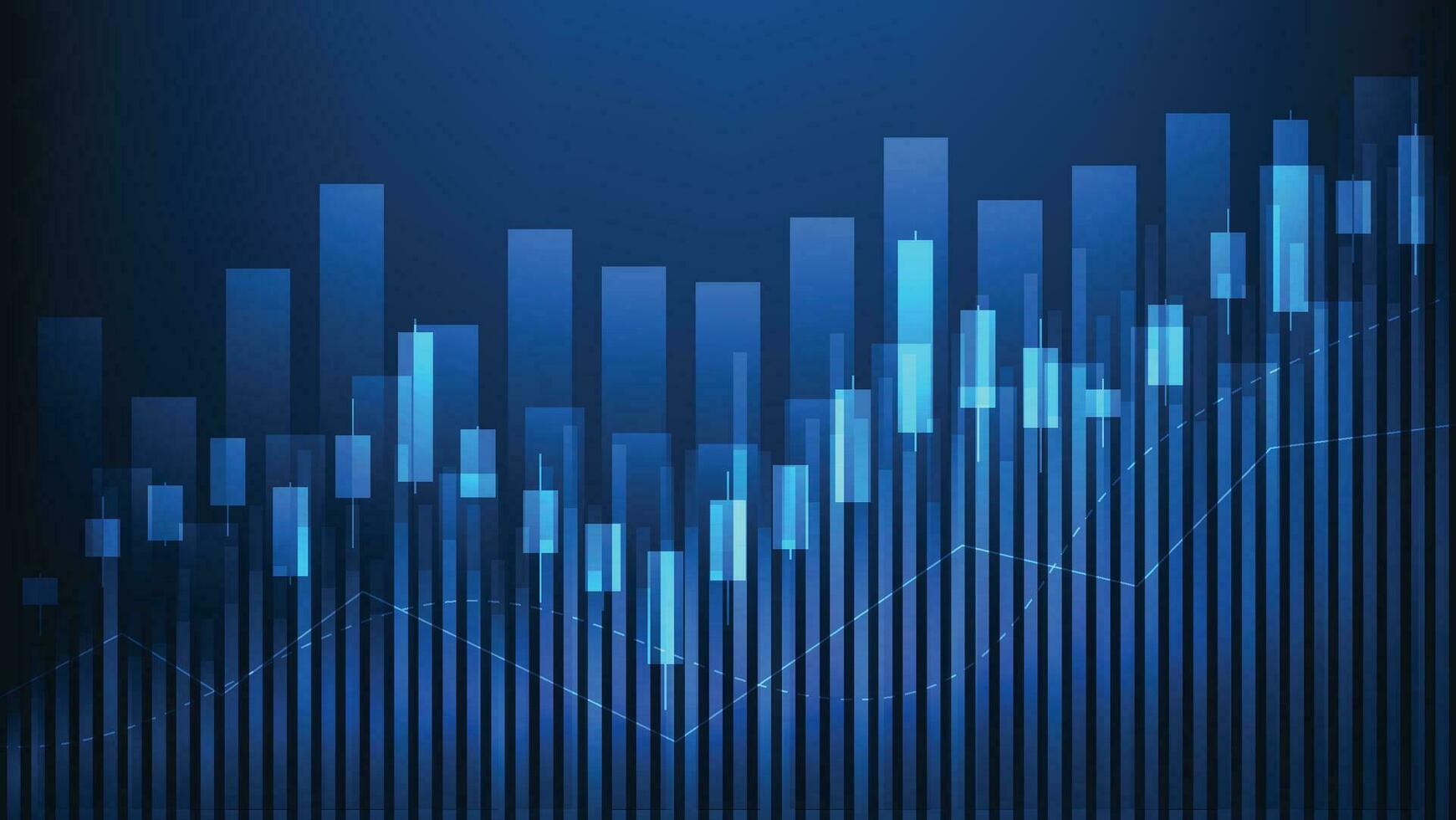 Financial business statistics with bar graph and candlestick chart show stock market background vector