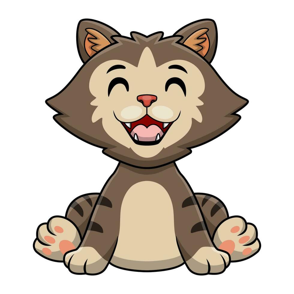 Cute cat cartoon on white background vector
