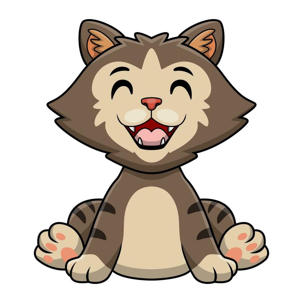 Cute cat cartoon on white background vector