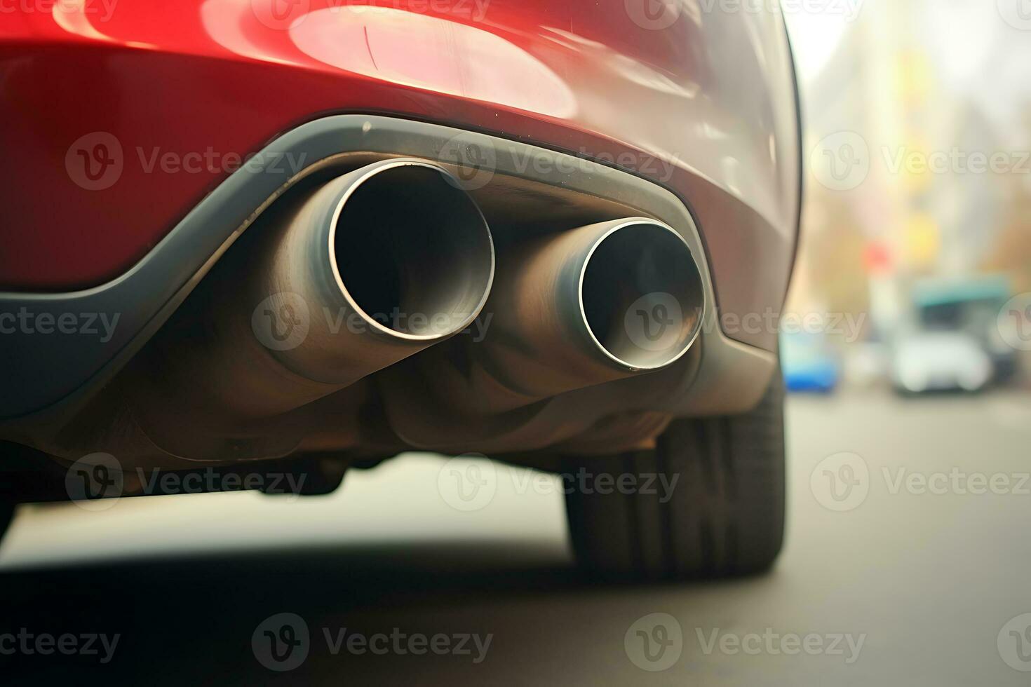 Close up of an exhaust pipe of a car, ai generative photo