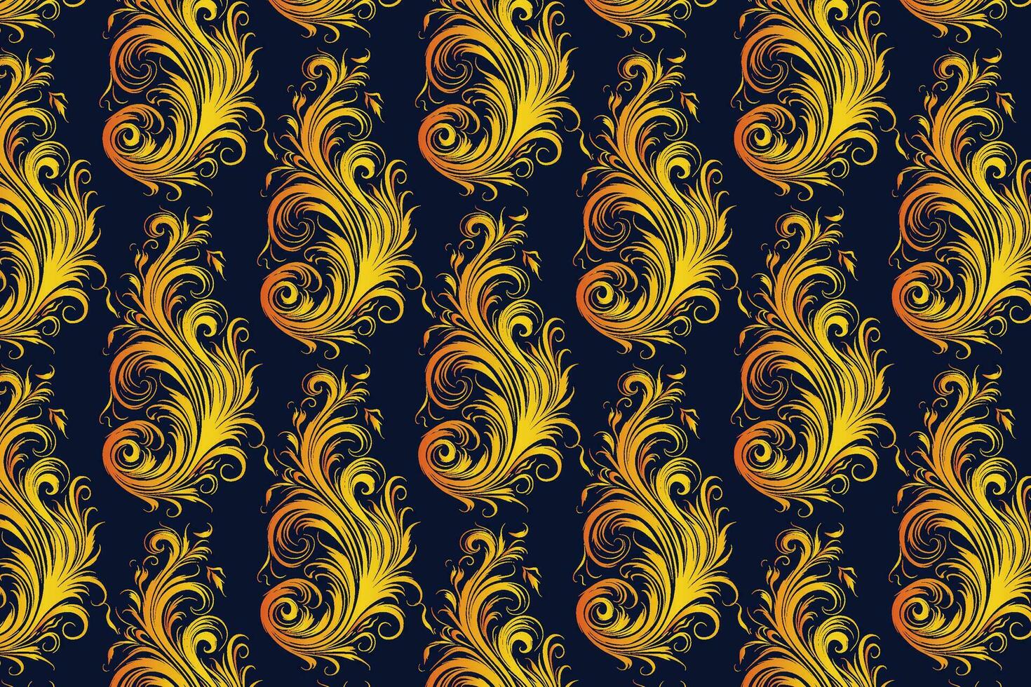 Golden Peacock Feather Pattern, A Repeating and Intricate Design vector