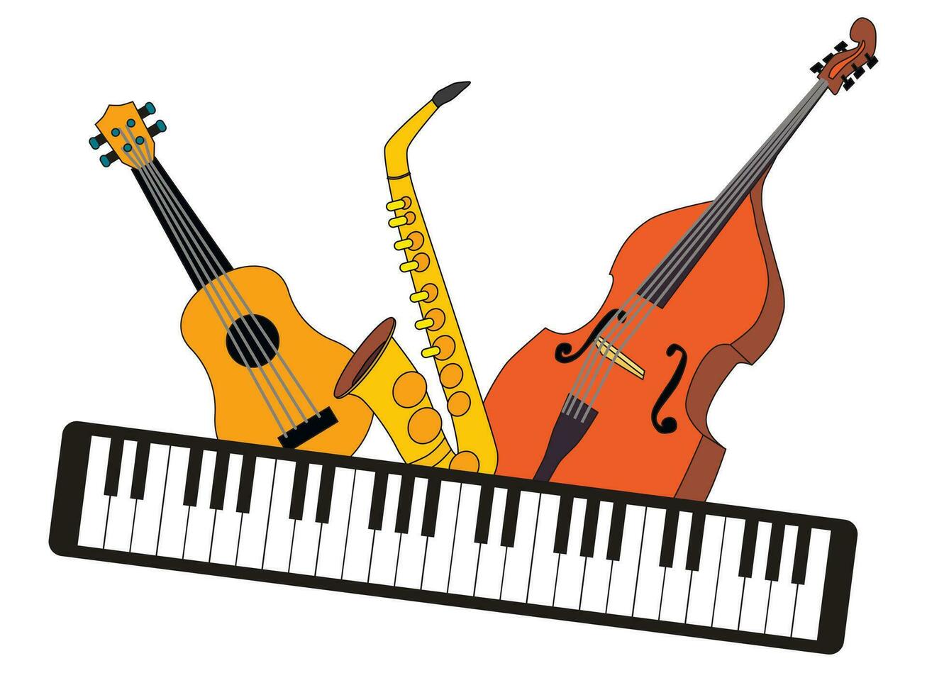 Jazz music festival icon, banner with musical instruments. vector