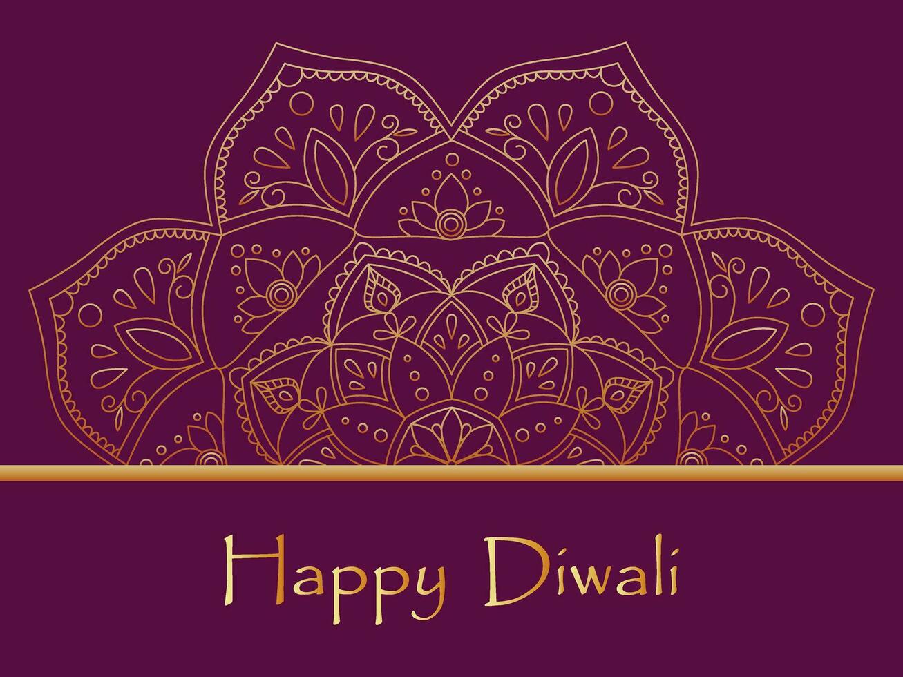 Greeting card happy diwali Indian festival of lights with ornament of rangoli vector