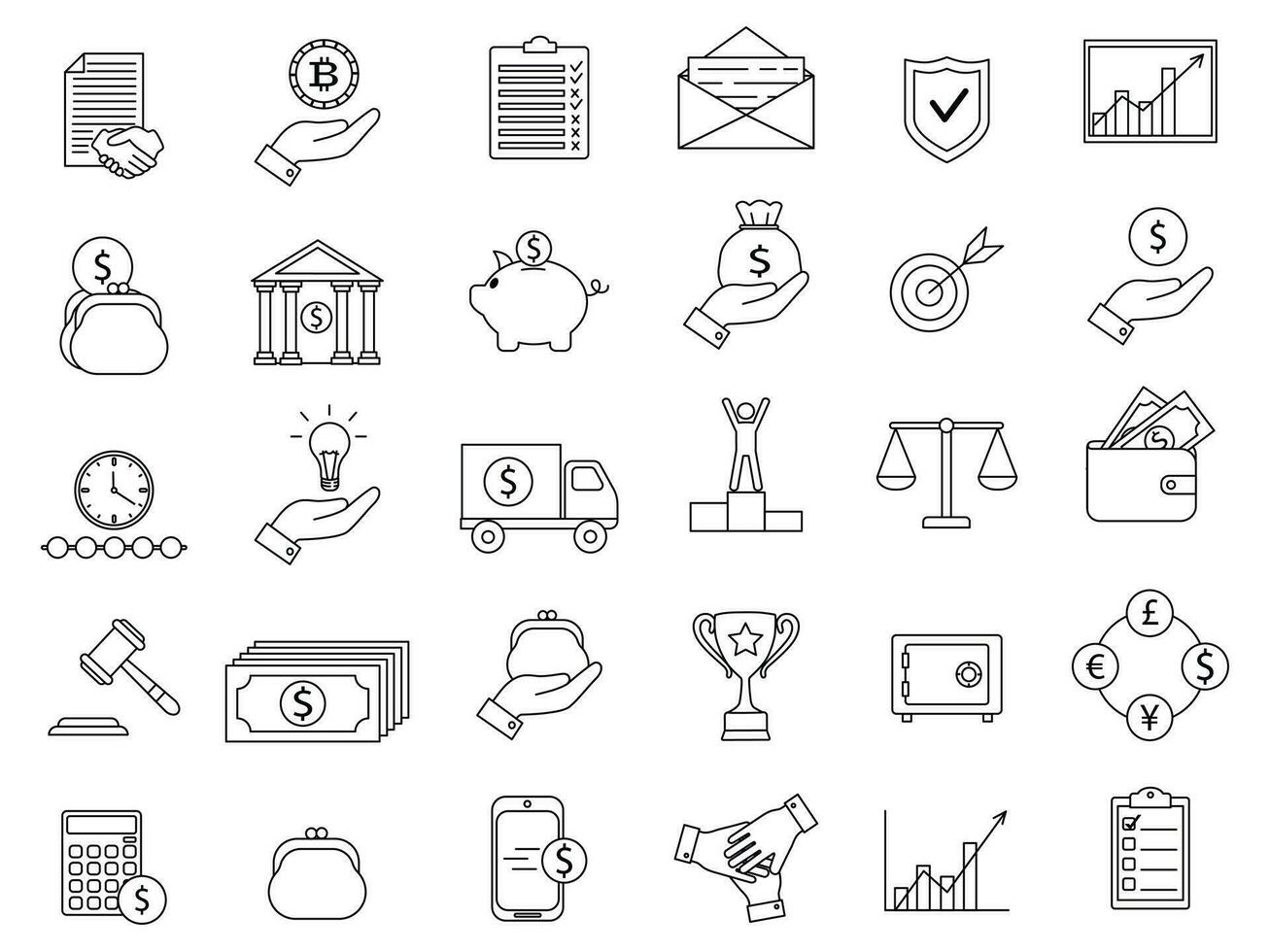 Simple Set of Finance and business line icons collection. Vector illustration