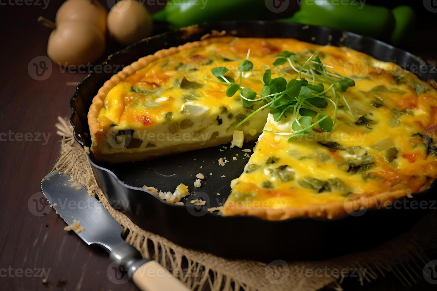 fresh homemade frittata with food ingridients, AI Generative photo