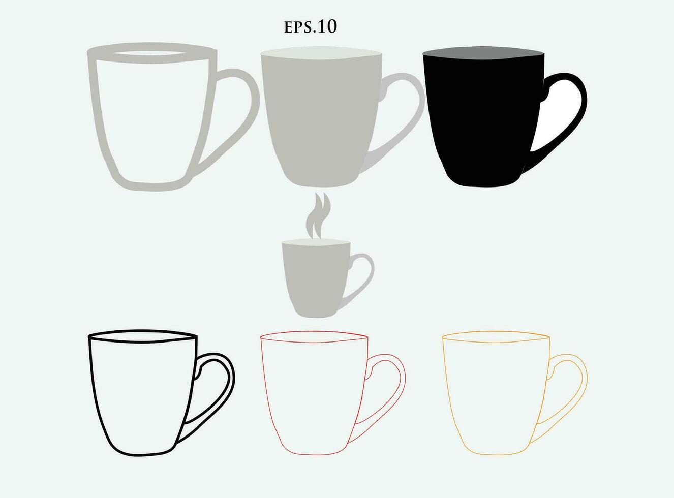 set cup  vector and outline design