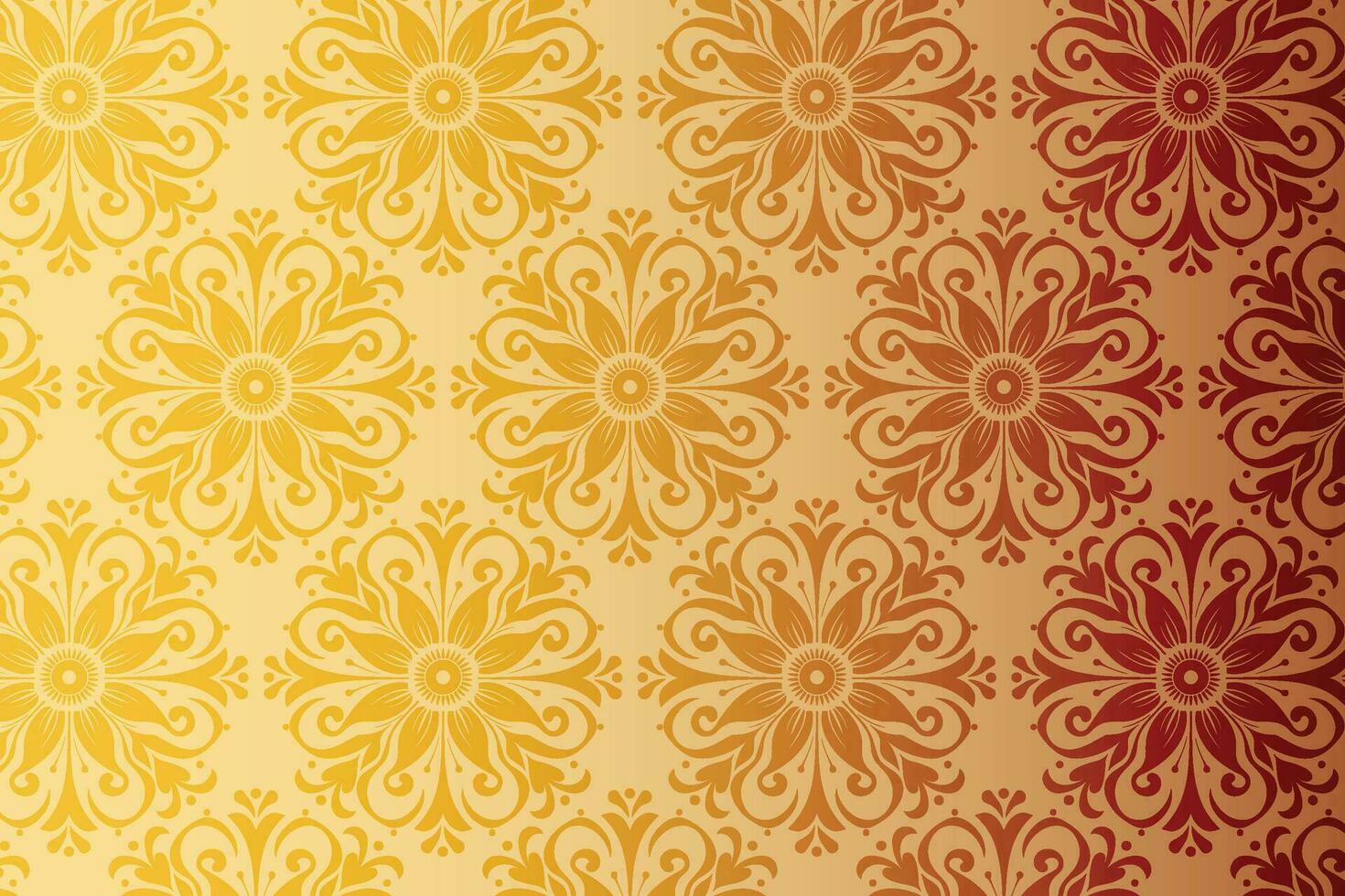 Yellow and Red Floral Wallpaper with Symmetrical Petals vector