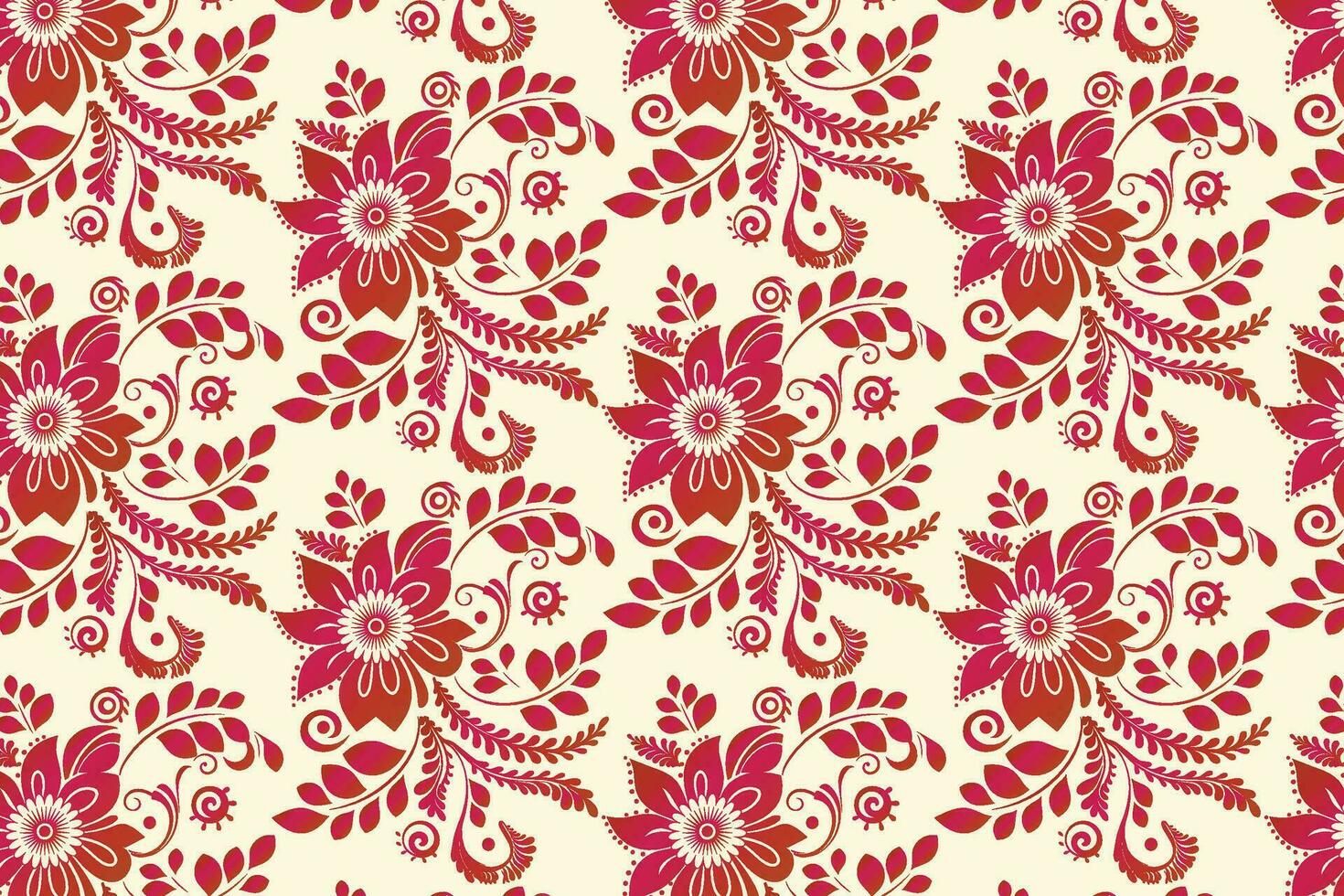 Red Floral Pattern with Paisley-like Flower vector