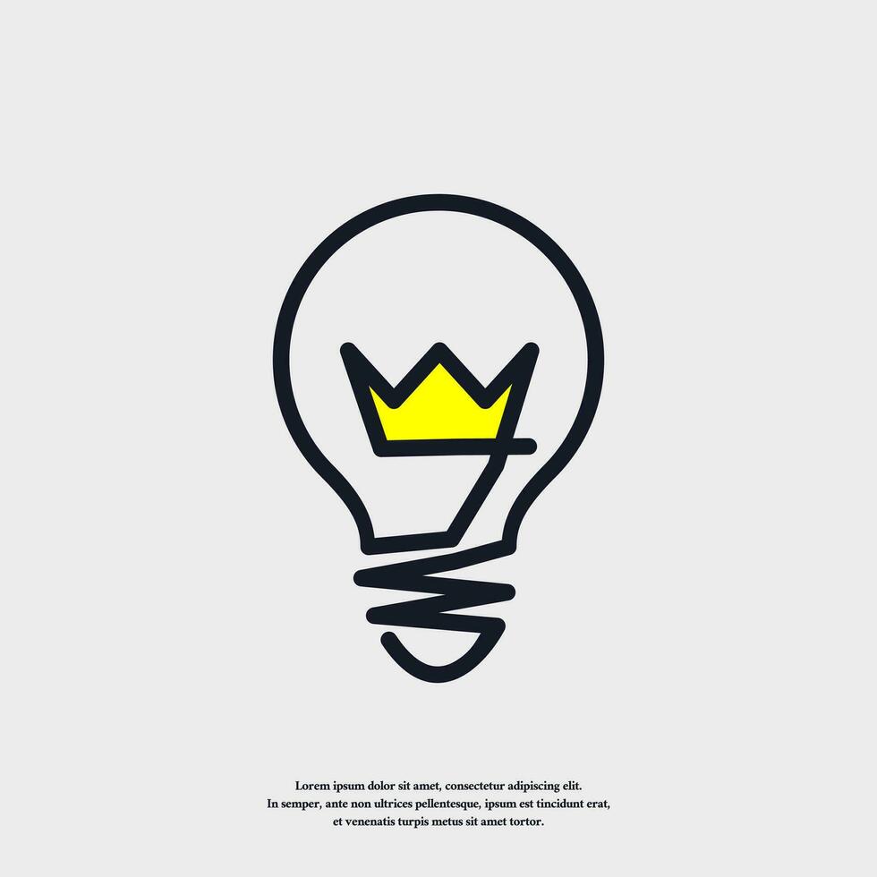 line art crown lamp logo design template vector