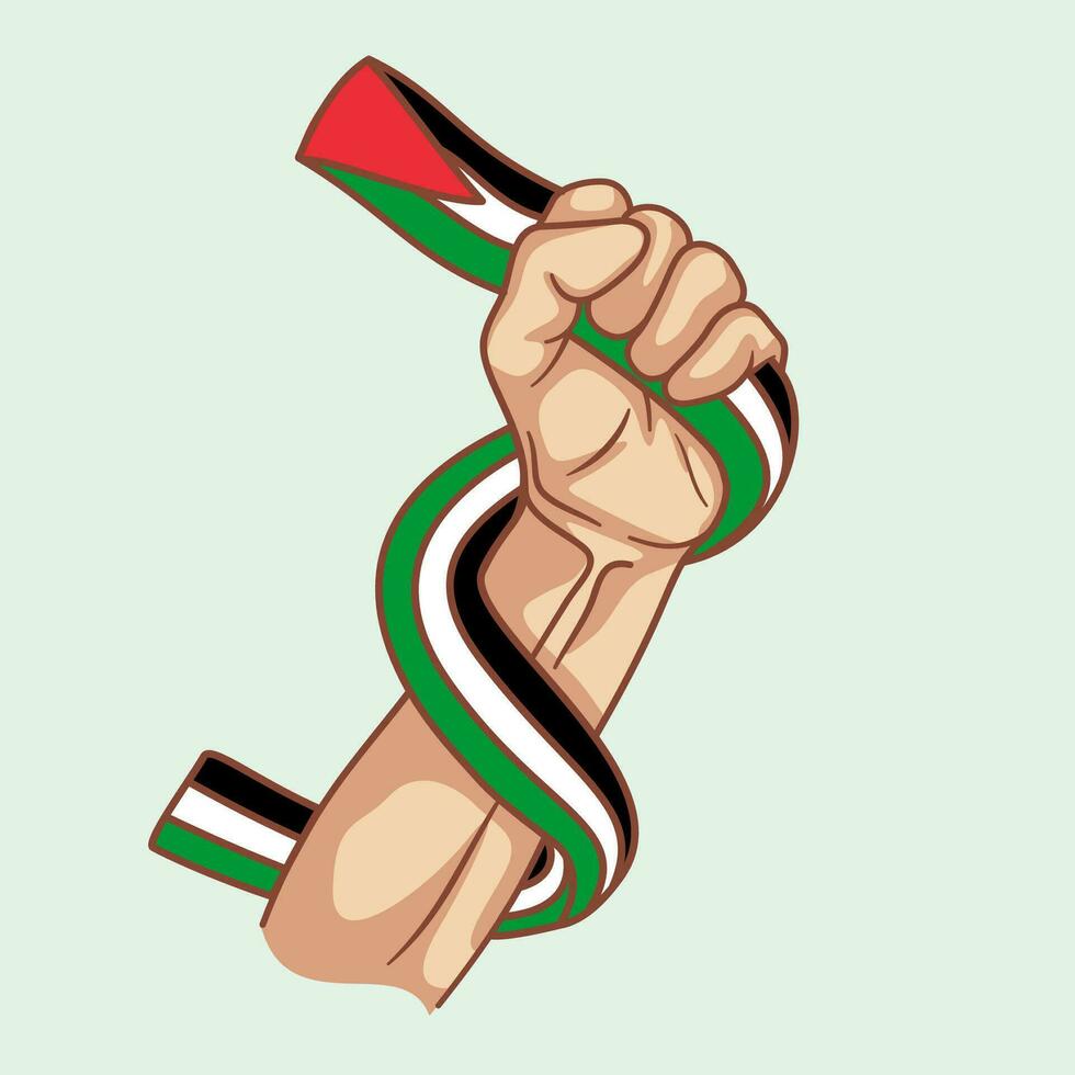 international day of solidarity the palestine with hand and flag vector illustration
