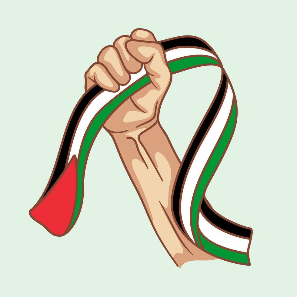 internacional día de solidaridad el Palestina con mano y bandera vector ilustración