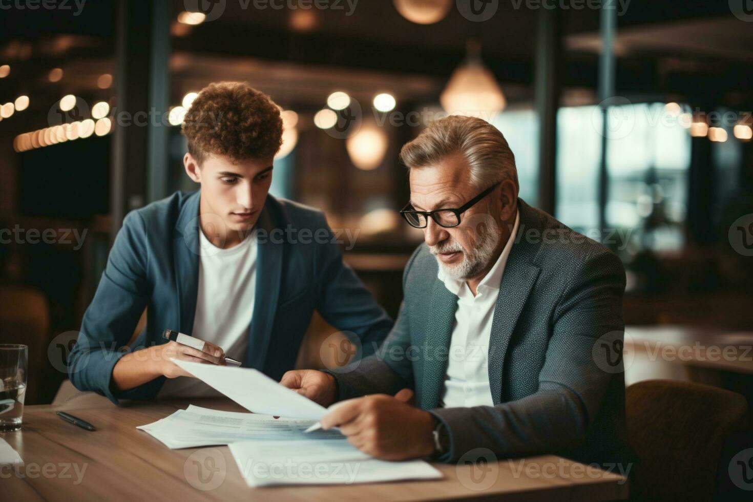 Business people in a meeting Discussing contract terms ai generative photo