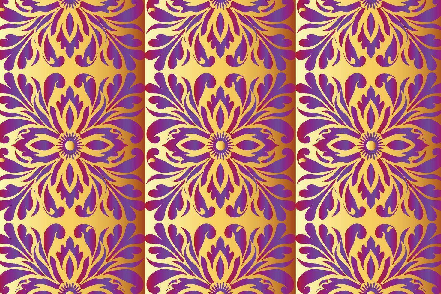 Symmetrical EightPetal Flower Design on Purple and Gold Patterned