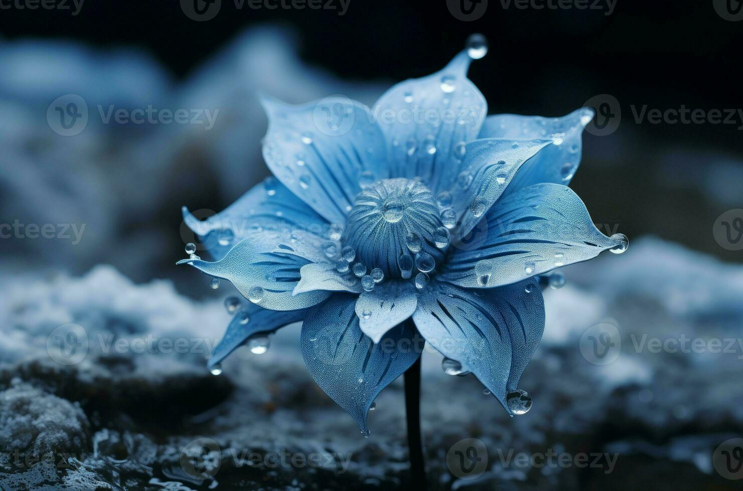 Rare Frozen blue flower. Generate Ai photo