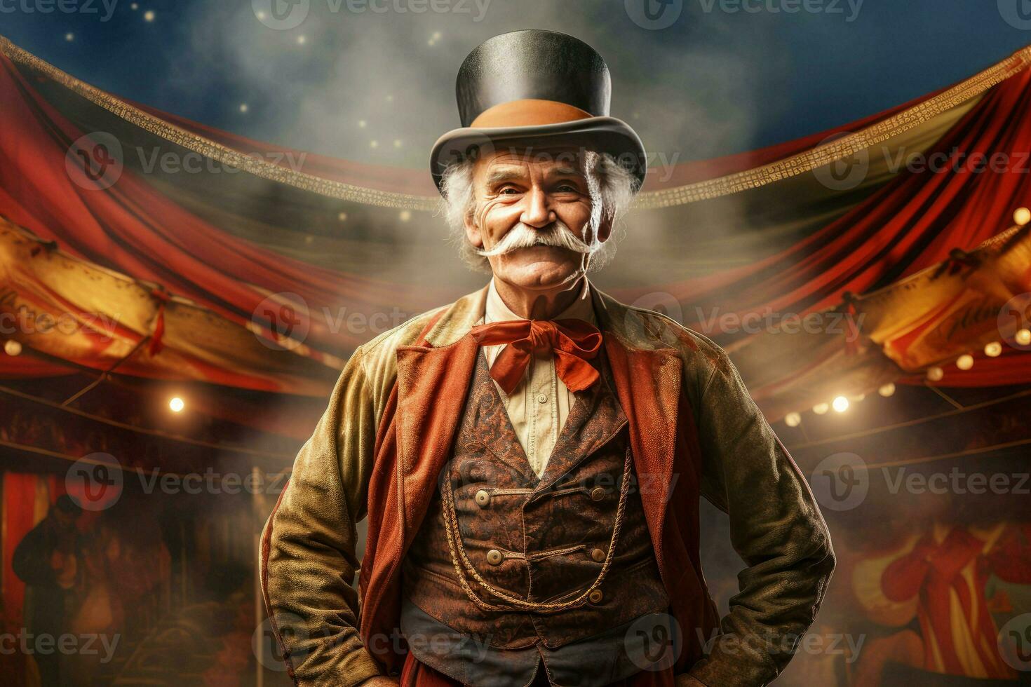 Captivating Circus tent arena performer old man. Generate Ai photo