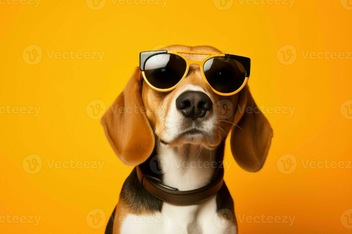 Eccentric Beagle wearing glasses. Generate Ai photo