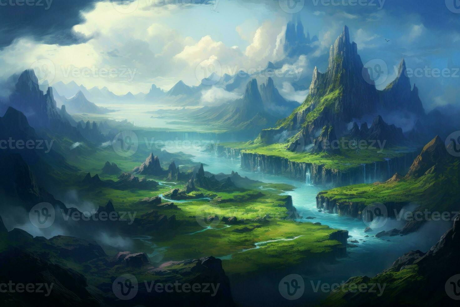 Captivating Fantasy planet landscape. Generate Ai photo