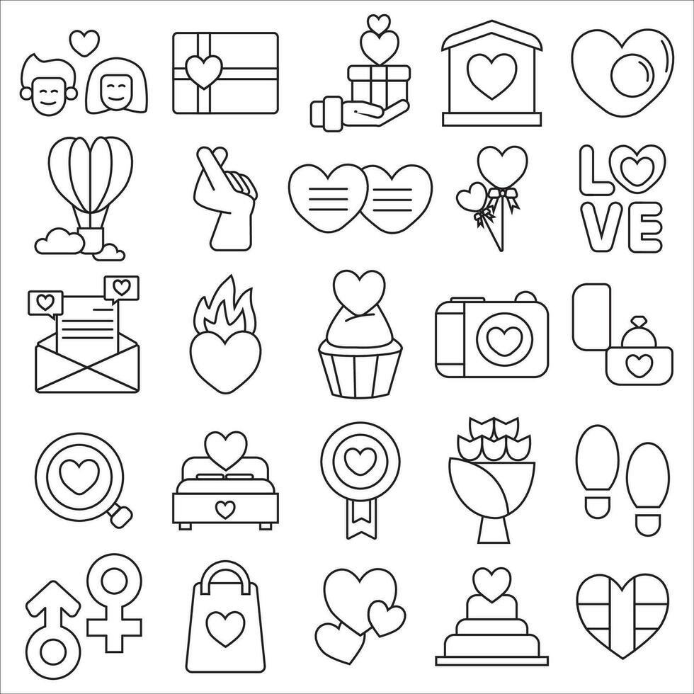 Valentine icon set vector