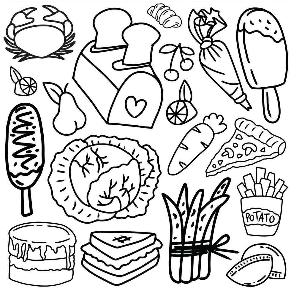 Food doodle sketch set vector