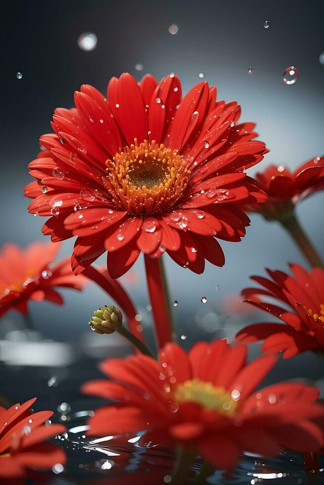 Red gerbera daisy Flower. Generate by AI photo