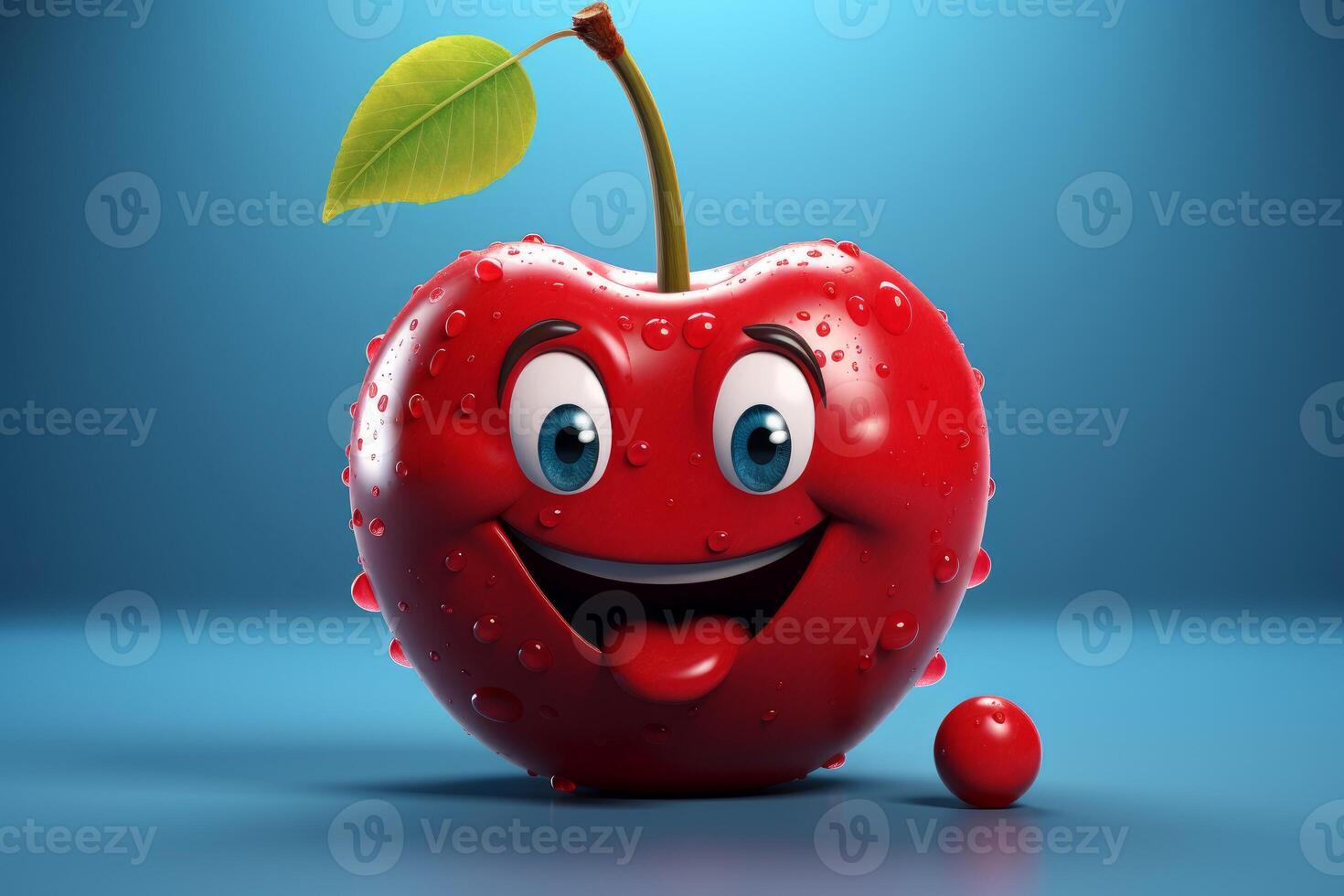 Vibrant Funny cherry character. Smiling fruit art photo