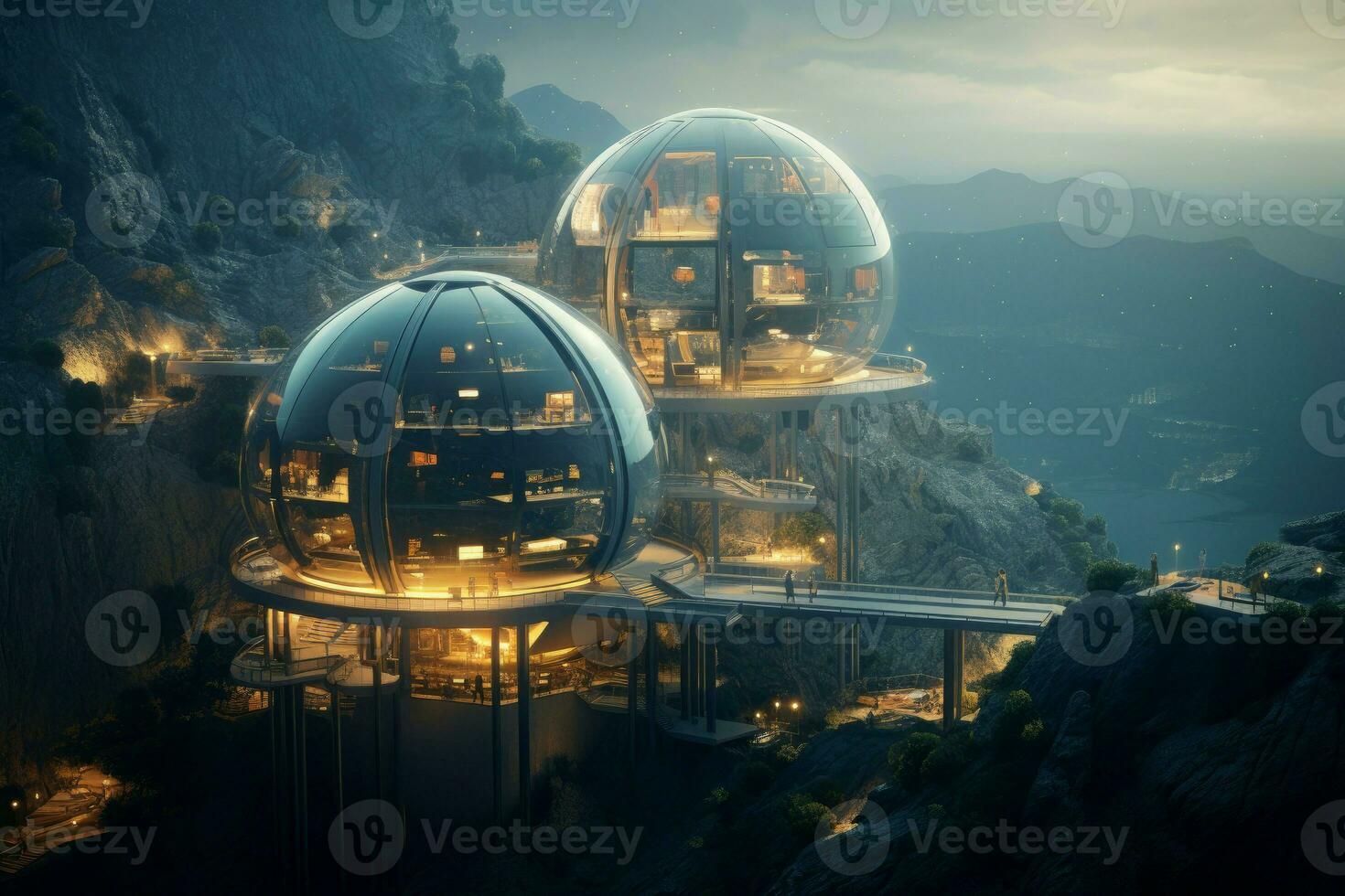 Modernistic Futuristic observatory. Generate Ai photo