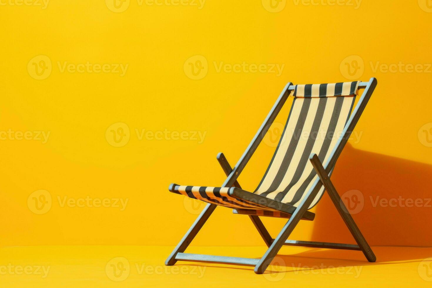 Striped Deck chair. Generate Ai photo