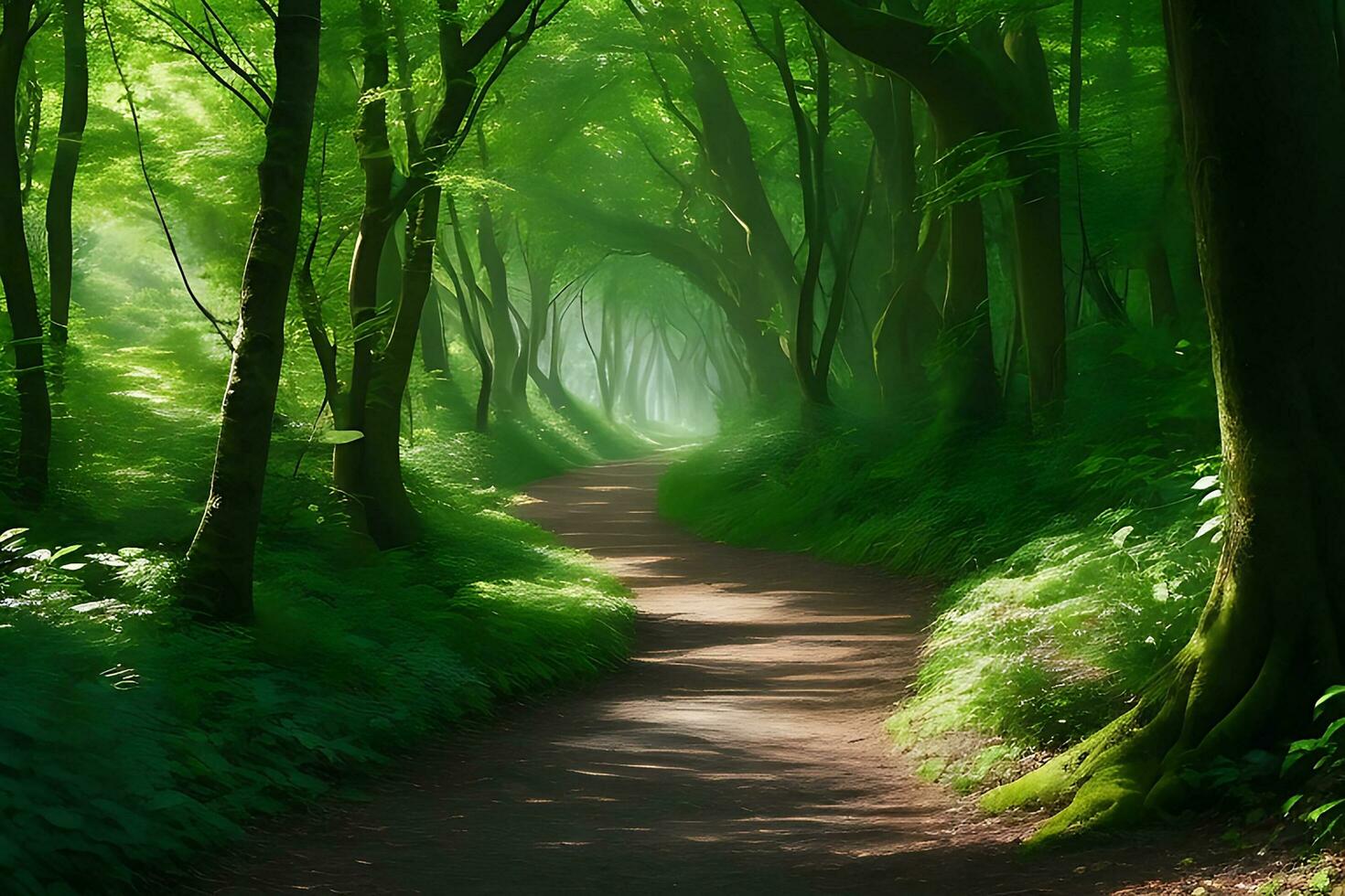 Path in the forest. AI Generative photo