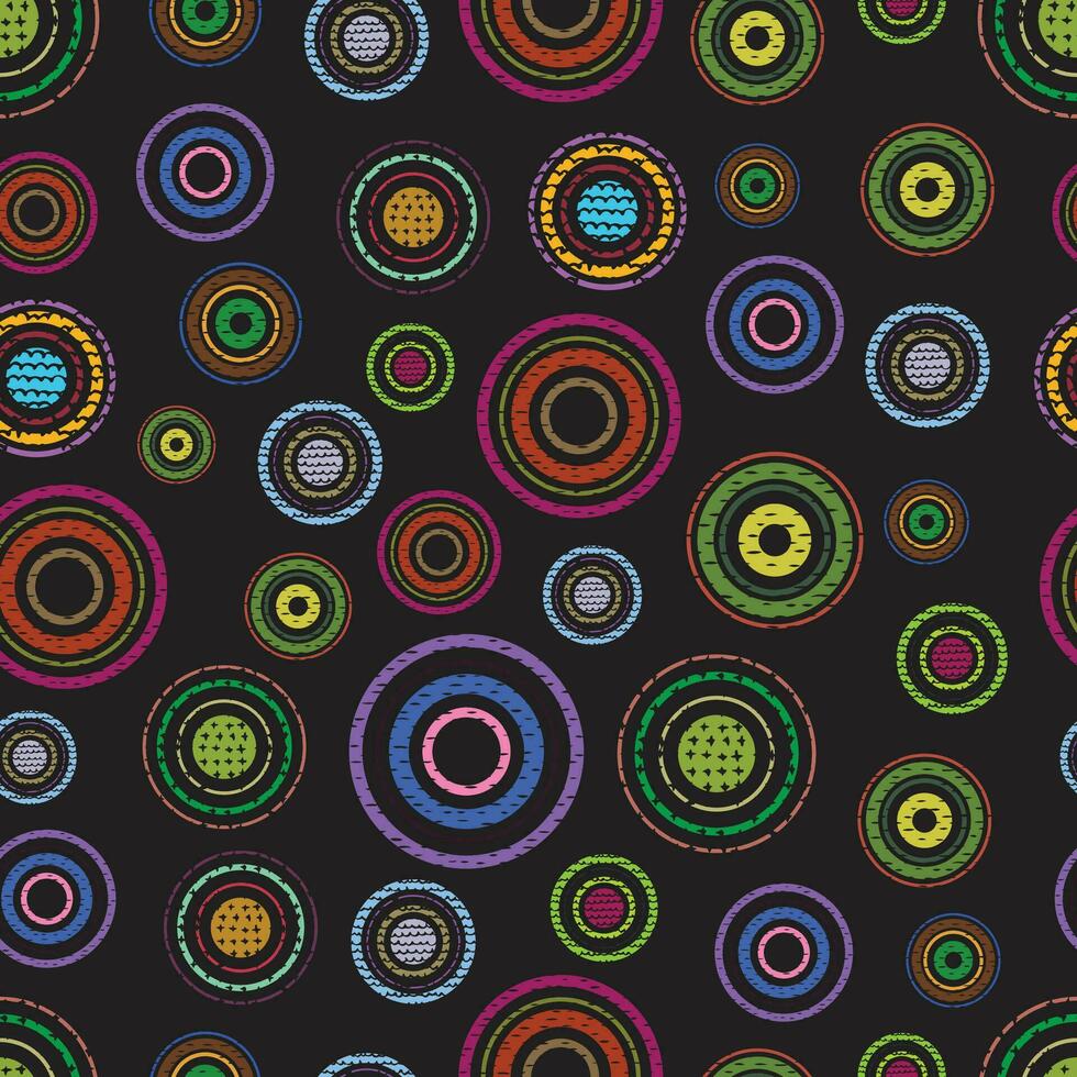 circles rough colorful black seamless pattern vector