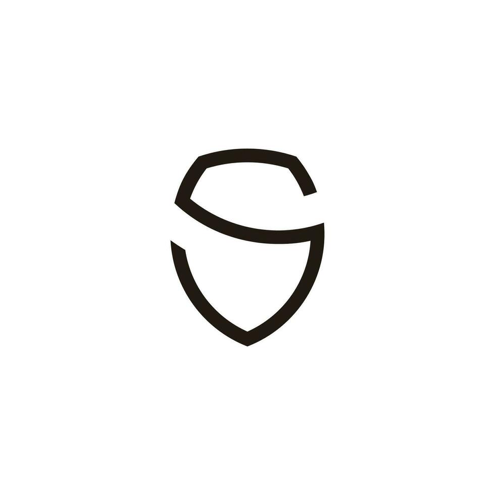 letter s shield simple geometric thin line vector