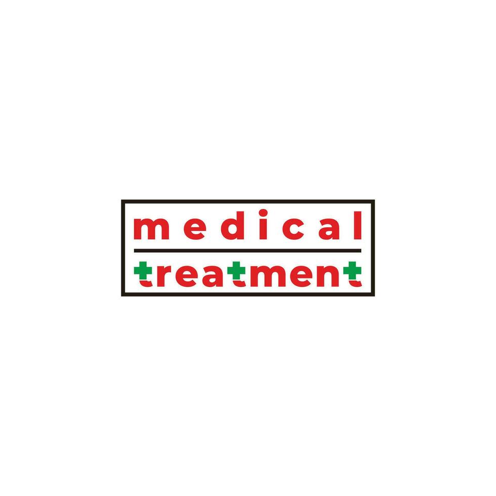 text medical treatment plus symbol logo vector