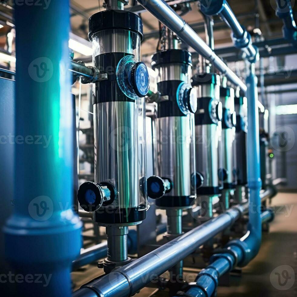 Reverse osmosis membrane system of water plant AI generated photo