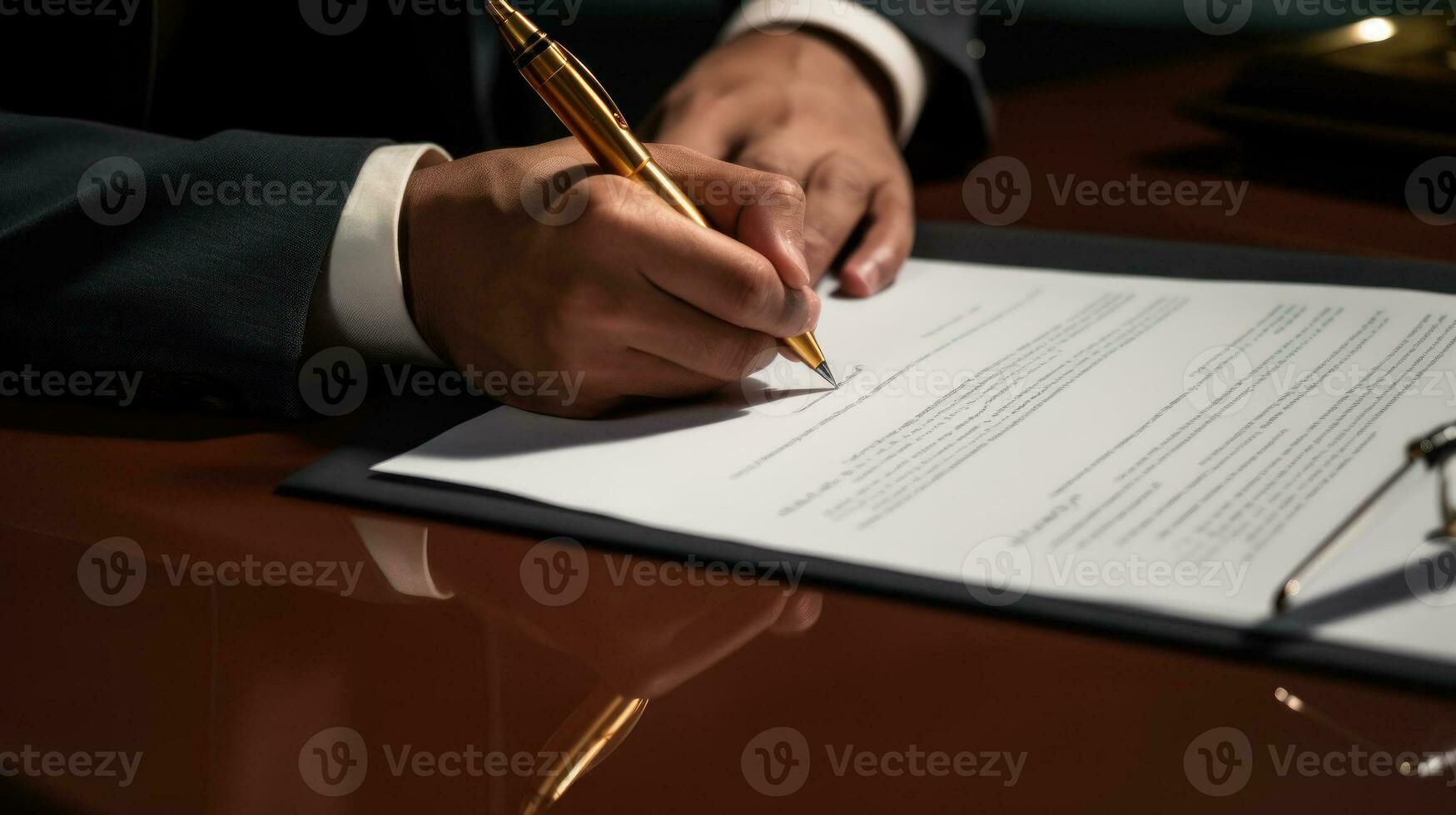 investor sign on document, finance management concept AI generated photo